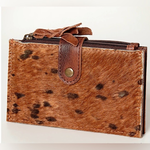 Handbags - Western Brown Cowhide Leather Zip Wallet
